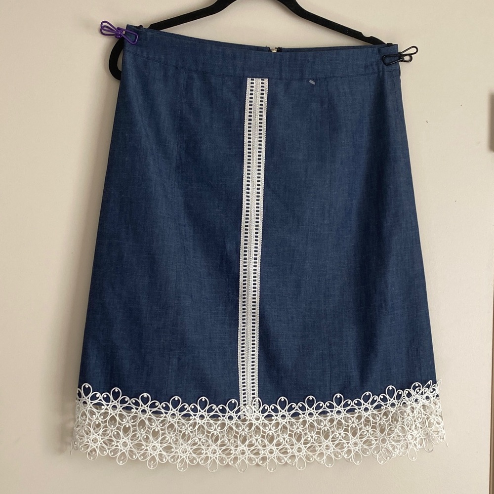 Karl Lagerfeld Navy Skirt with White Lace Detail